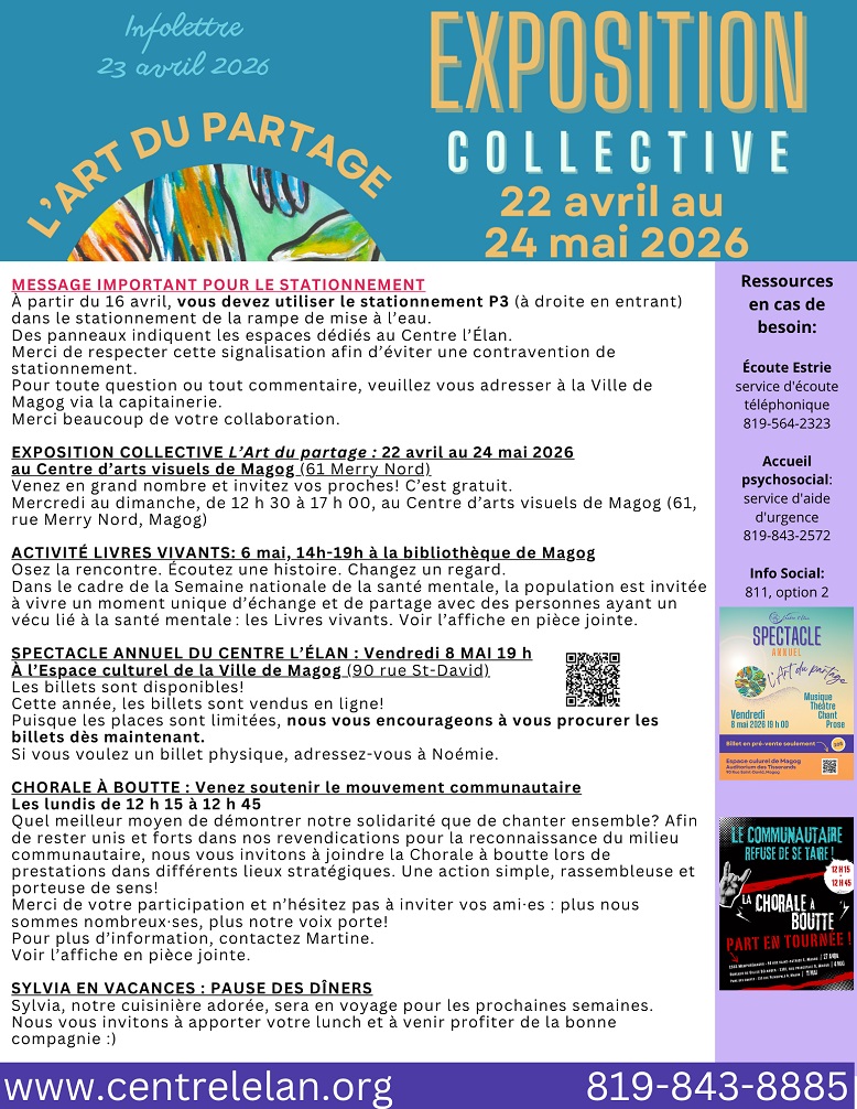 Infolettre 23 avril 2026